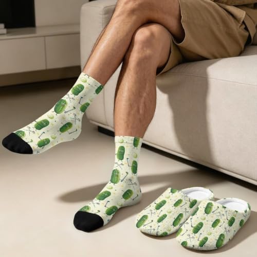 Jeiento Fuzzy Slippers and Sock Set Women's Warm Cozy Memory Foam House Shoes Soft Slip-on Slides - Image 4