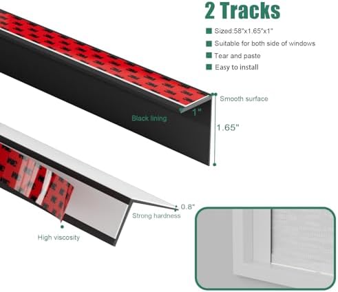 Light Blocking Strips for Window Shades and Blinds, 100% Blackout PVC Side Tracks Light Blocker for Blinds, Window Light Blocker for Bedroom(White, 58", 4PCS) - Image 3