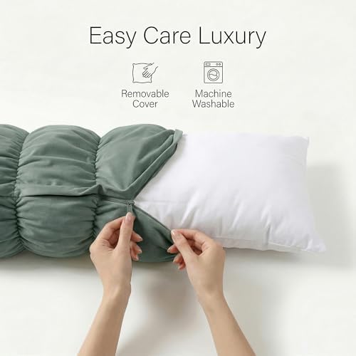 Pat. Pend. Segmented Body Pillow for Side Sleepers, 39 Inch, Green - Image 6