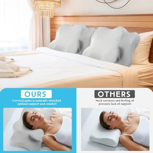 Hahafelt 2 Pcs Cooling Cervical Pillowcase, Gray, Queen Size - Image 5