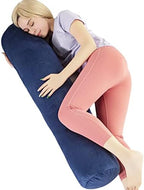 1 MIDDLE ONE Body Pillow for Adults, Bolster Pillow with Removable Velvet Cover, Long Round Cervical Roll Pillow, 47" x 7.87", Blue by 1MIDDLEONE