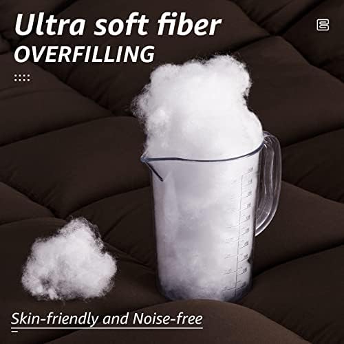 HYLEORY All Season King Size Bed Comforter - Cooling Down Alternative Quilted Duvet Insert with Corner Tabs - Winter Warm - Machine Washable - Brown - Image 3