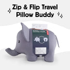 Kikkerland Zip & Flip Travel Pillow – Micro Bead Head Rest for Planes and Travel – Elephant - Image 4