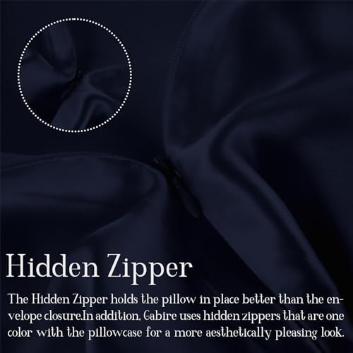Gabire Mulberry Silk Pillowcase for Hair and Skin Cool Pillow Cases Both Sides Real Silk Pillowcases Organic Silk Pillowcase with Hidden Zipper, Navy Blue, King (20"×36") - Image 4