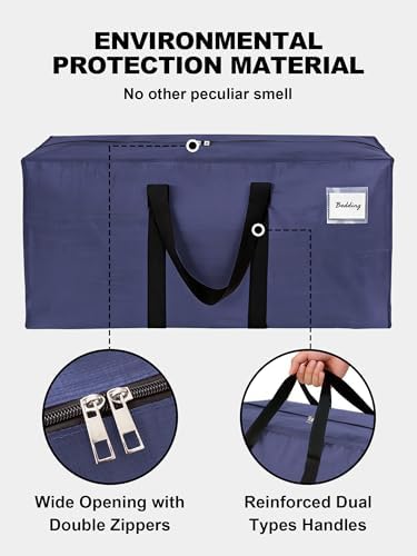 HOMESURE Supports 200lbs Heavy Duty Moving Bags - Strong Zipper & Wrap-Around Handles - Water-Resistant Storage Totes, Durable Alternative to Moving Boxes - 12 Pack - Blue - Image 7