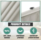 Tegeme 2 Pack Portable Blackout Travel Curtains 51"W x 78"L Beige Adjustable Blackout Window Covers with Suction Cups No Drill Black out Window Shade Light Blocker for RV Bedroom Nursery Dorm Use - Image 3