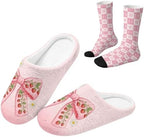 Jeiento Winter Fuzzy Slipper and Crew Socks Warm Winter Shoes Lightweight Soft Cushion House Slipper Bedroom Shoes by Jeiento