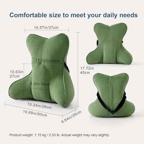 Lumbar Support Pillow(Pat. Pend) for Lower Back Pain Relief – Multi-Functional Ergonomic Lumbar Cushion, Reading Pillow for Office Chair, Car Seat & Sofa,Olive Green - Image 2