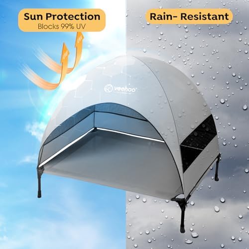 Veehoo Outdoor Dog Bed with Canopy, Cooling Elevated Dog Shade for Outside - Image 2