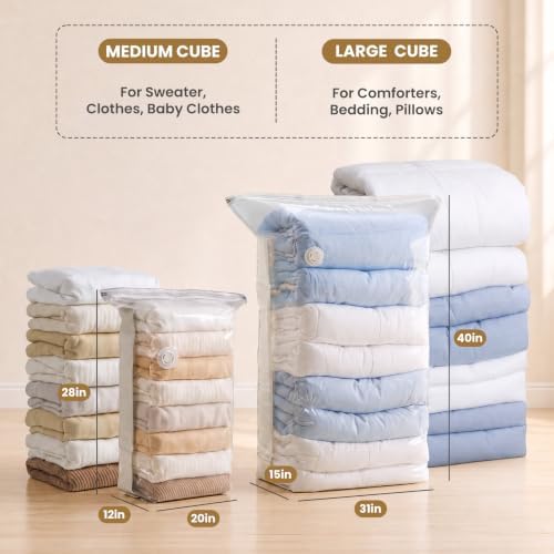 TAILI Cube Vacuum Storage Bags, 8 Pack Combo (3 Jumbo +5 Medium) - Image 2