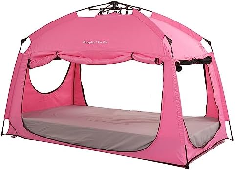 Indoor Instant Privacy Bed Tent for Sleeping,Quick Set-up Bed Canopies,Portable Bed Drapes with Large Space and 3 Doors (Pink, Twin) - Image 4