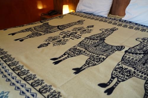 Alpaca Wool Blanket Queen 94x78 in | Ultra Soft, Non-Itchy & Breathable | Premium Alpaca Blanket | Warm, Hypoallergenic Natural Fiber (Blue Lama, Queen (U.S. Standard)) - Image 3