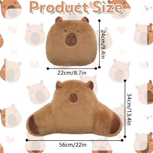 LYFJMUS 4 Pack Plush Capybara Car Headrest Pillow and Lumbar Support Pillow Kawaii Plushies Capybara Stuffed Headrest Cute Car Decor for Car Driving (Style B) - Image 2