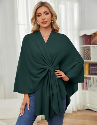 PULI Women Elegant Shawl Wrap Open Front Poncho Sweater Spring Fall Winter - Image 2