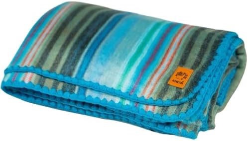Alpaca Wool Blanket - Queen Size Bed Throw & Warm, Lightweight, Couch or Camp - Outdoor - 87 x 64 Inches (Light Turquoise) by Alpakitas