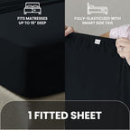 Pizuna Pure 100% Cotton Queen Fitted Sheet 600 Thread Count Black - Image 4