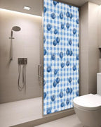 Window Privacy Film Frosted, Blue Blueberry Static Cling Door Window Covering, Checkered Fruits Farmhouse Art UV Blocking Windows Film for Office, Hotel, Bedroom, 29.5 x 78.7 Inches - Image 3