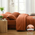 Seersucker Terracotta California King Comforter Set, 7-Piece Bed in a Bag - Image 4