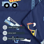 Wake In Cloud - Cot Nap Mat with Pillow and Blanket, 100% Cotton Fabric, for Toddler Kids Boys Ages 3 Plus in Daycare Kindergarten Preschool with Elastic Corner Straps, Cars Cranes Trucks - Image 6