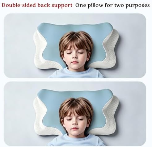 Memory Foam Kids Pillow, Kids Pillows for Sleeping, Ergonomic Contour Pillow and Pillowcase 20x12in(Blue Small) - Image 4
