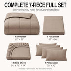 CozyLux Full Size Comforter Sets Khaki - 7 Pieces Bed in a Bag - Image 2
