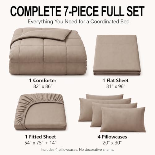 CozyLux Full Size Comforter Sets Khaki - 7 Pieces Bed in a Bag - Image 2