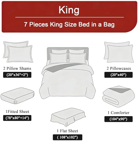 CCoutueChen Red Rose 7 Piece King Comforter Set, Black Gold Floral Bedding - Image 4