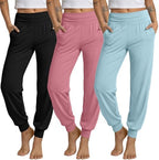 Ficerd 3 Pack Women's Joggers Loose Yoga Pants with Pockets by Ficerd