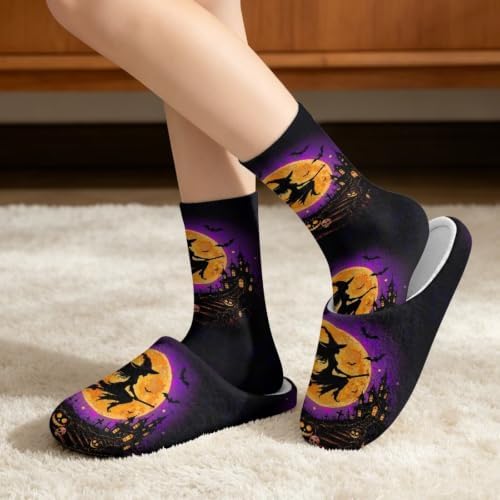 Jeiento Women's Fuzzy Slippers and Sock Set Warm Cozy Memory Foam House Shoes Soft Slip-on Slides Spa Slippers for Hotel - Image 3