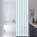 Window Privacy Film Frosted, Teal Blue Stripes Reusable Static Cling Window Tints, Modern Vertical Striped Minimalist Heat Control Windows Films for Offices, Balcony, 29.5 x 118 Inches - Image 3