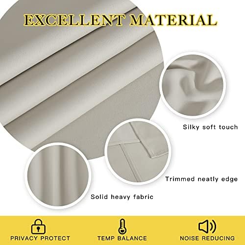 NICETOWN Extra Wide Blackout Sliding Door Curtains 108 inch Length - Grommet Insulated Curtain Light & Sound Blocking Drape for French Door/Patio Door (Natural, W100 x L108, 1 Panel) - Image 4