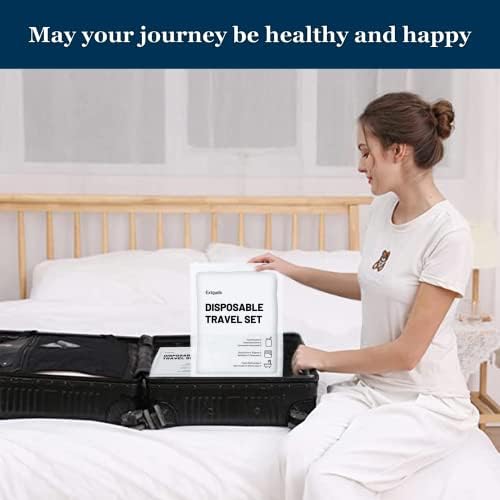 Extguds Disposable Travel Set : Bed Sheet×2+Duvet Cover×2+Pillow case×4+Bath Towels×4+Shower Caps×4+Plastic Bathtub Bag×4+Toilet Seat Covers×4+Compression face Towel×16+Toothbrushes×4+Slippers×4 - Image 6