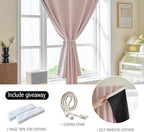 AJAZZ Self Adhesive Curtains 100% Blackout Shades Window Cover Sticky Curtain Portable Easy Open Black Out Curtains for Bedroom Living Room No Drilling (Pink, 59" W x 96" L 1 Panel) - Image 4