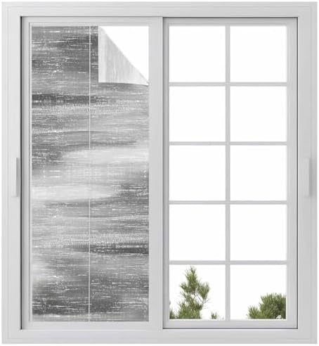 Window Privacy Film Frosted, Grey Ombre Static Cling Door Window Covering, Vintage Minimalist Gradient Abstract Texture UV Blocking Windows Film for Office, Hotel, Bedroom, 29.5 x 78.7 Inches by Unknown