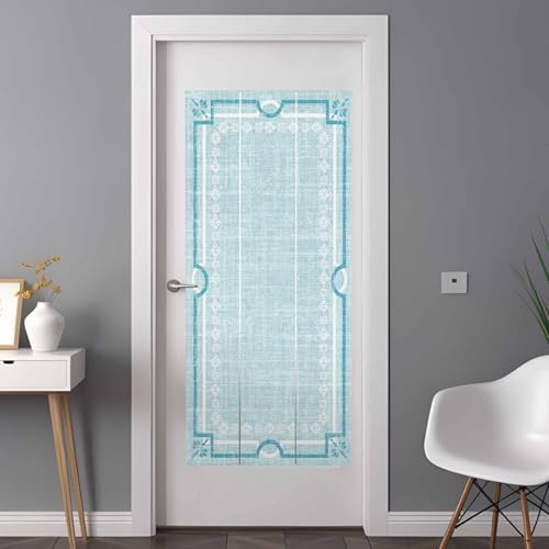 Window Privacy Film Frosted, Mint Green Botanical Non-Adhesive Static Cling Window Tint, Vintage Florals Geometric Minimalist Insulated Windows Frosted Films for Living Room, 35.4 x 78.7 Inches - Image 3