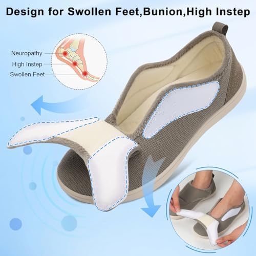 Scurtain Mens House Slippers Comfortable Wide Diabetic Orthopedic Shoes - Image 3