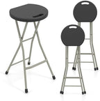 GYMAX Folding Stool, 28in Portable Collapsible Bar Stool with Handle & Steel Frame, 330lbs Sturdy Foldable Lightweight Metal Chair for Home Kitchen Bar, Assembly Free (Set of 3, 28inch) by GYMAX