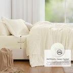 Love's cabin Seersucker Ivory Queen Comforter Set, 7-Piece Bed in a Bag - Image 3