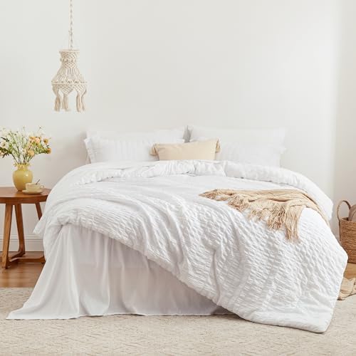 Love's cabin Seersucker White Twin Comforter Set, 5-Piece Bed in a Bag - Image 2