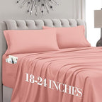 Mocassi Queen Size 4-Piece Bed Sheet Set - 1800 Premium Hotel Quality Microfiber 18-24 Inches Extra Deep Pocket Fitted Sheet- Luxury Soft, Breathable, Wrinkle, and Fade Resistant, Dusty Rose by MocassiLuxuryBedding