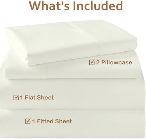 ARlinen 4 PCs Cot Sheets Sets 25" X 75", Egyptian Cotton Fitted Mattress Fits Upto 4"-8" Deep Perfect for Narrow Twin/RV Bunk/Guest Bed Replacement/Camping, Ivory - Image 3