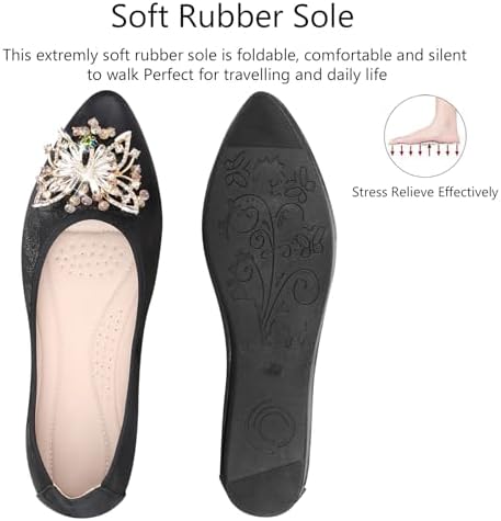 KUNWFNIX Women Ballet Flats Rhinestone Wedding Ballerina Shoes Foldable Sparkly Comfort Slip on Flat Shoes - Image 5