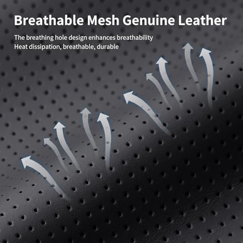 Quintor Genuine Leather Car Neck Pillow,Memory Foam Headrest Cushion, Ergonomic Cervical Support for Tesla Model 3/Y/X, Lexus, BMW- Breathable & All-Season Soft (2 PC) - Image 5