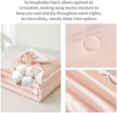 100% Cotton Summer Comforter,Ultra Soft Breathable Lightweight Quilt,Machine Washable for Hot Sleepers&Travel. (Pink, XL(60''×78'')) - Image 4