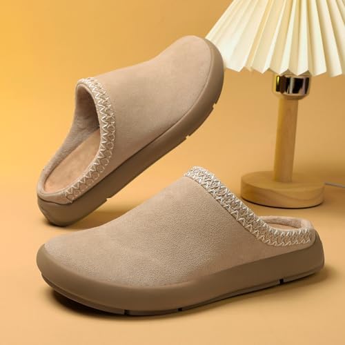 UBFEN Womens 100% Genuine Suede Mules Arch Support Indoor Outdoor Slippers - Image 3