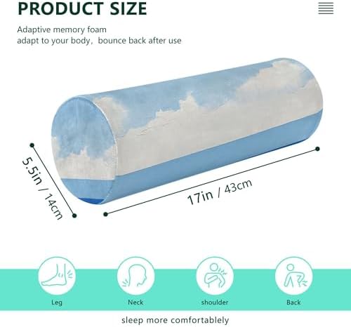 Bolster Pillow for Bed Small Neck Roll Pillow Round Pillows for Couch Cylinder Pillows Decorative Bolster Cover with Zipper Light Blue Stripe - Image 3