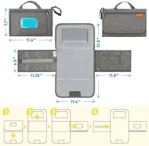 Kopi Baby Portable Diaper Changing Pad with Wipes Pocket, Modern Grey - Image 5