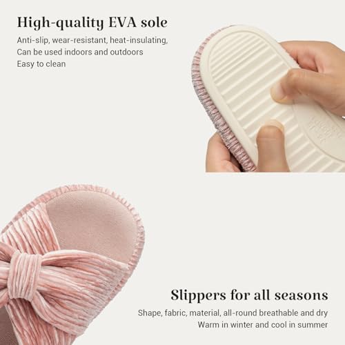 Chantomoo Slippers for Women Memory Foam House Bedroom Corduroy Bow Crossbands Slipper Shoes Comfy Trendy Gift Slippers - Image 3