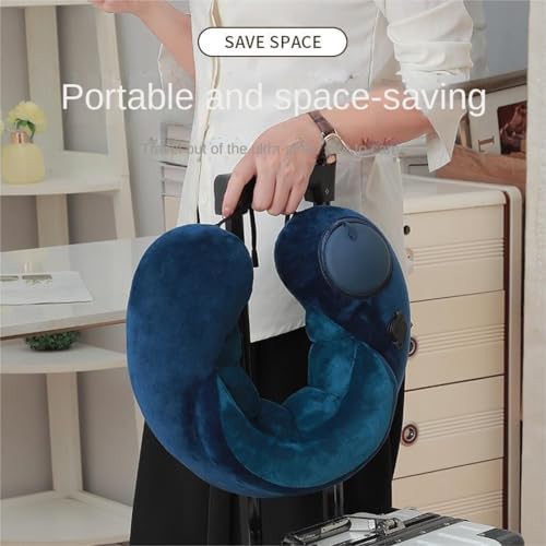 QUQUQ Travel Neck Pillow for Sleeping Inflatable U-Shaped Foldable Office Travel Neck Support Pillow Comfortable(Pink) - Image 3
