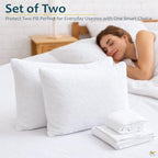 Waterproof Zippered Pillow Protector Covers - Set of 2, White Solid Continental Size (26" X 26"), Breathable Soft Cotton Terry - Image 7